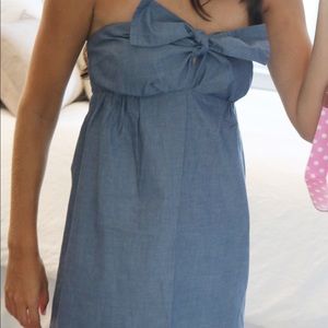 J. Crew chambray strapless bow dress
